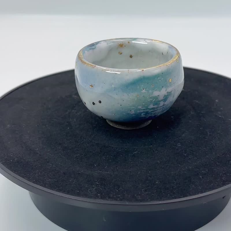 山水志野鎏金杯-手工制作-容量约60cc - 茶具/茶杯 - 陶 