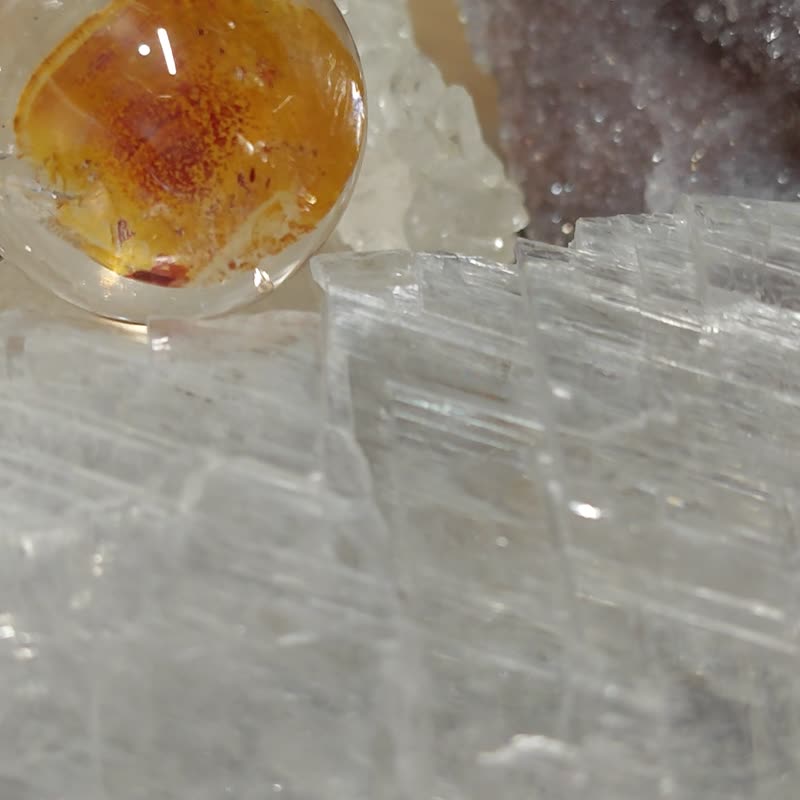 锦锂金鱼水晶球|多黄色调没打孔|水晶|crystal - 项链 - 水晶 