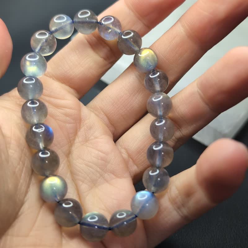 【订制品】彩光 拉长石 灰月光石 6-10mm 手串 手链 天然水晶 - 手链/手环 - 水晶 