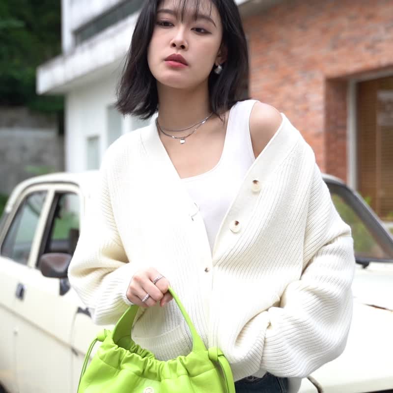 Eunice 意大利直间压纹皮革单肩包 原创设计 - 手提包/手提袋 - 真皮 多色