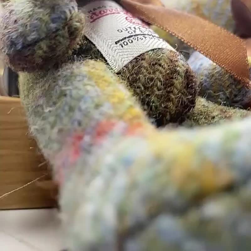 哈里斯粗花呢关节熊挂件Harris tweed包包挂饰可爱手工小熊钥匙扣 - 钥匙链/钥匙包 - 羊毛 