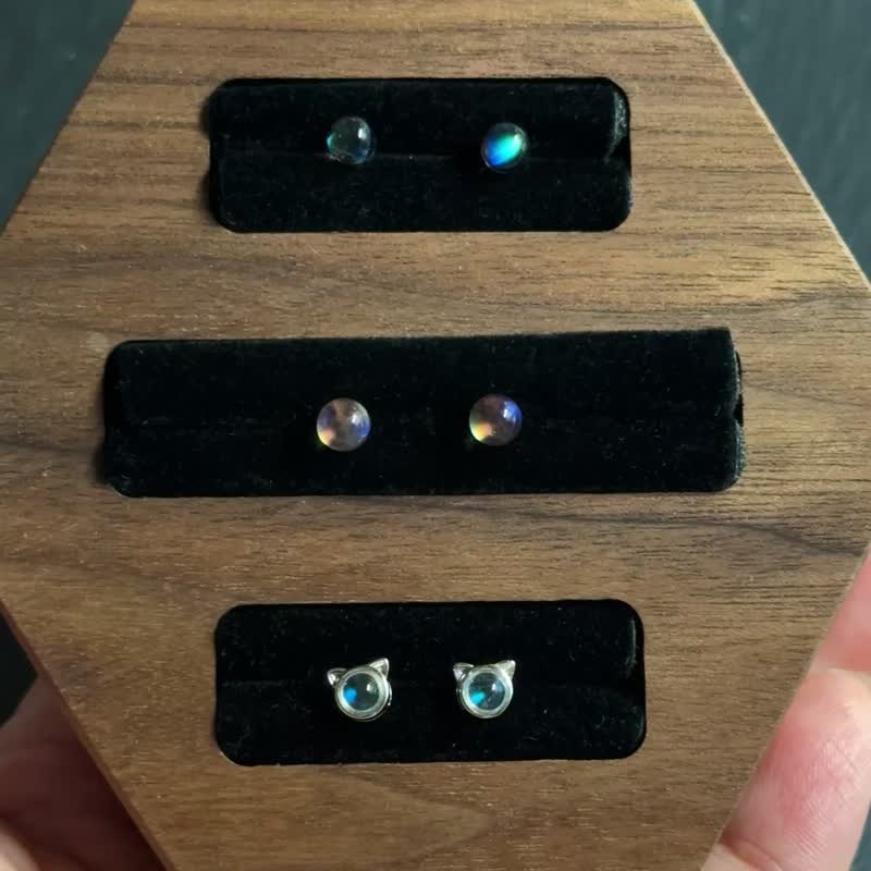 马岛月光耳钉 - 耳环/耳夹 - 水晶 多色