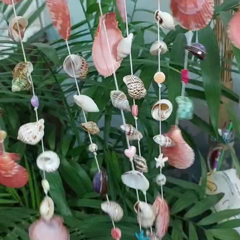 粉色天然贝壳风铃 -手工海岸风居家吊饰 - 门帘/门牌 - 其他材质 多色