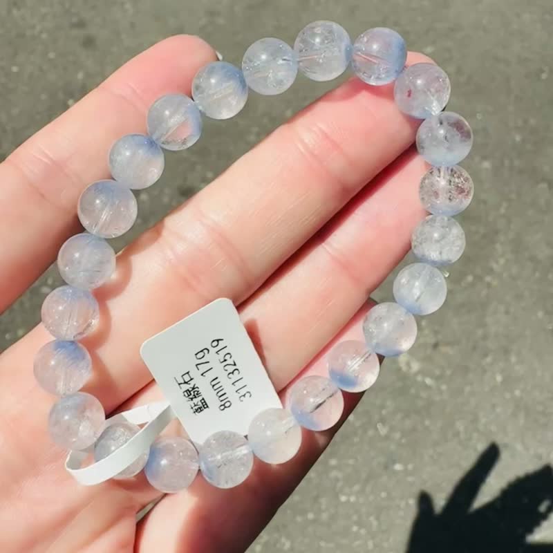 小精品天然蓝线石水晶8mm17g防甲状腺亢进加强表达能力 - 手链/手环 - 水晶 蓝色