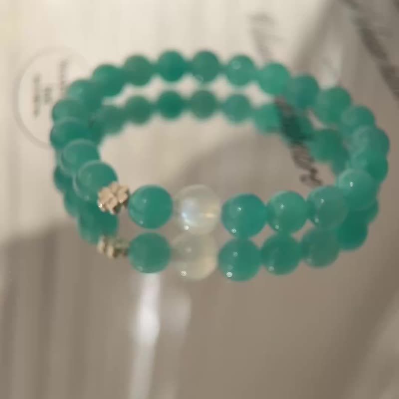 天河石蓝月光纯银配饰设计款手链 - 手链/手环 - 水晶 蓝色