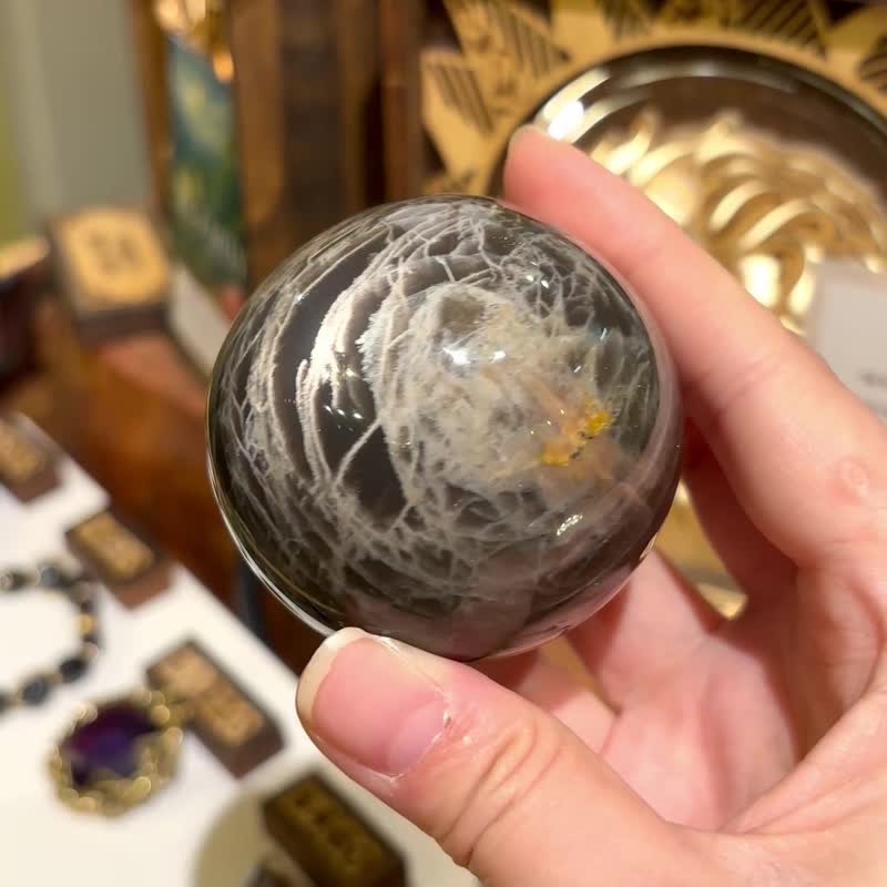 一图一物 黑太阳晶石球 晶石摆件 家居摆设 风水 - 摆饰 - 水晶 黑色