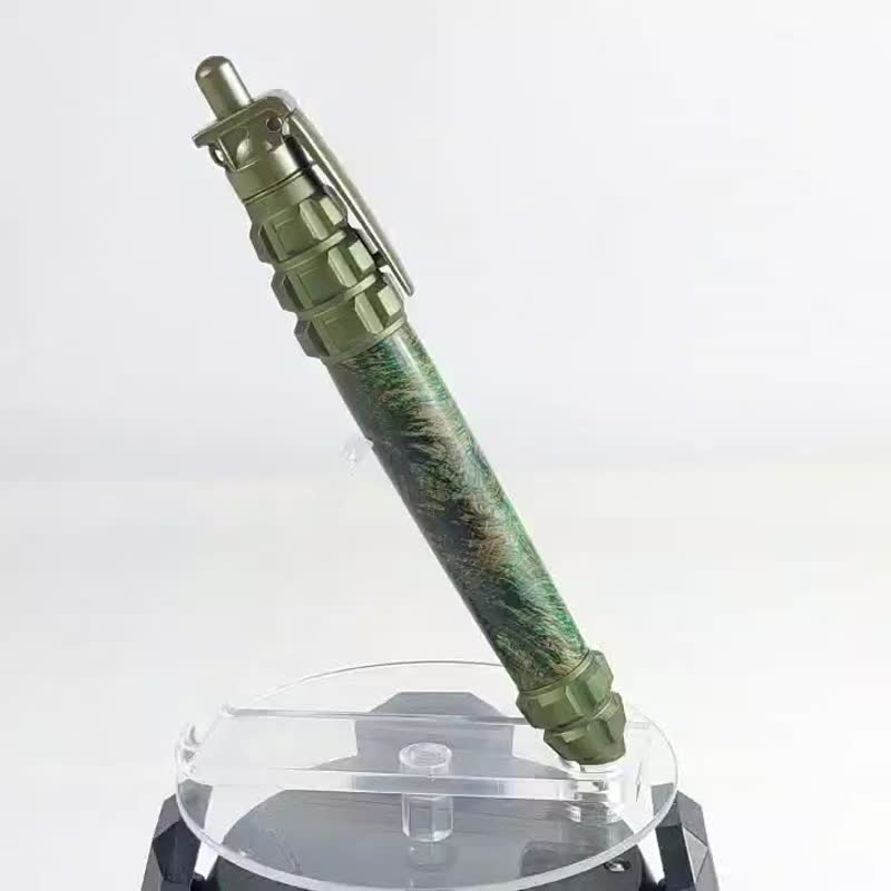 稳定木手榴弹按压原子笔/手工原子笔/KOBE手工笔 - 圆珠笔/中性笔 - 木头 绿色