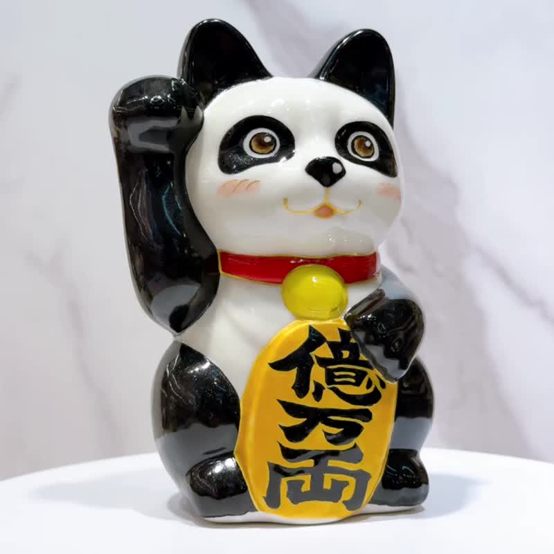【熊福满盈】日本清水烧招财猫 | 十个熊猫 - 亿万両 - 摆饰 - 瓷 白色