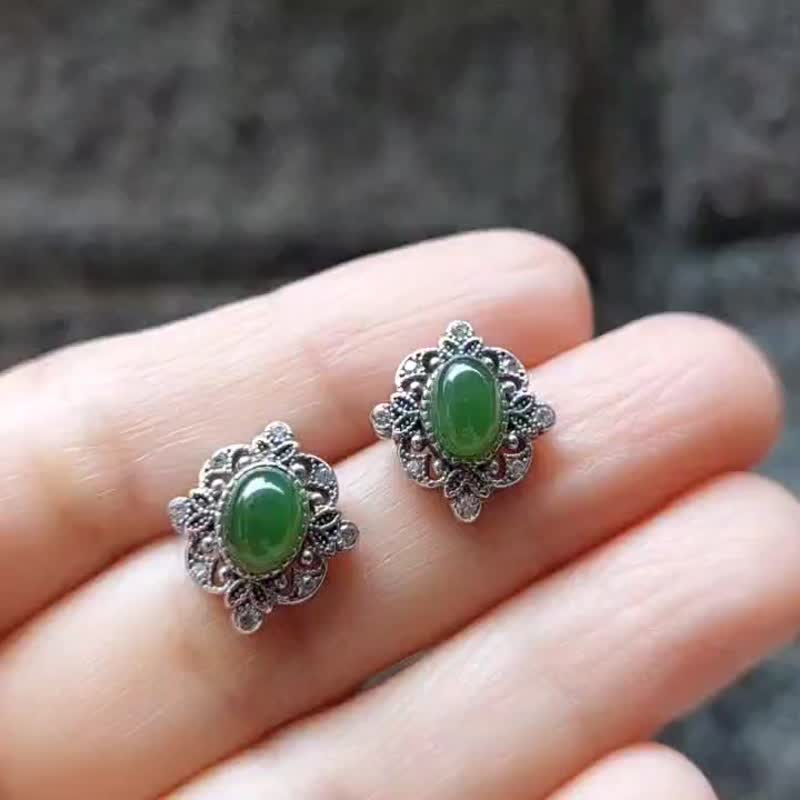 JadeStyle Jewelry 玉识形态 | 华丽古典系列耳饰 | 台湾丰田玉 - 耳环/耳夹 - 玉石 