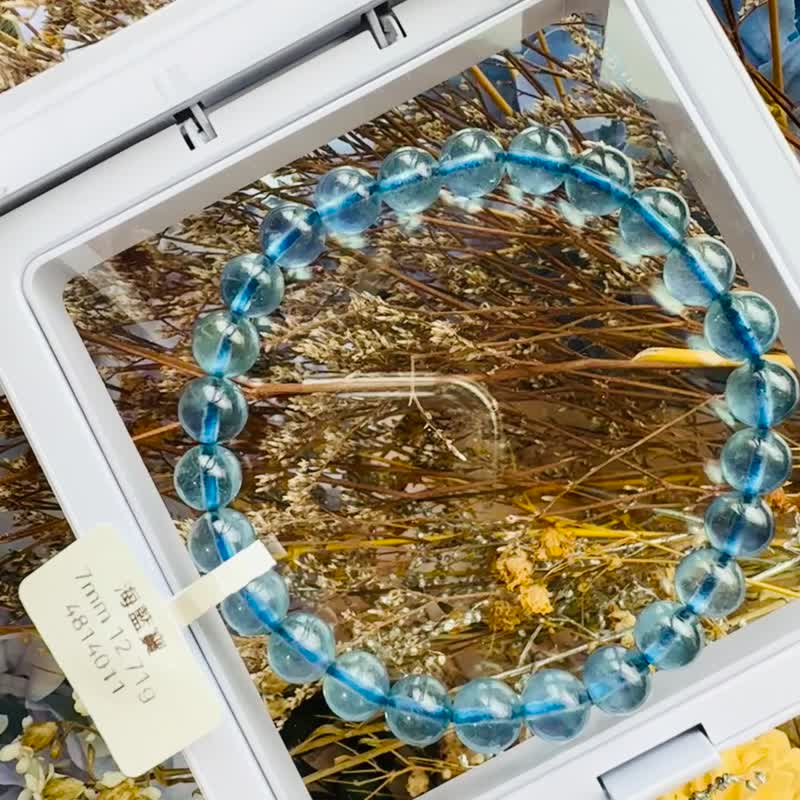 小精品浓色海蓝海蓝宝 7mm12.71g 平衡情绪减缓压力沟通说服力 - 手链/手环 - 水晶 蓝色