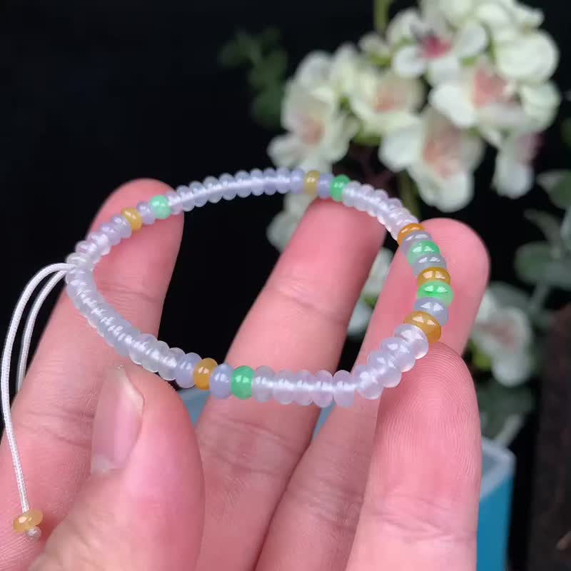 纯天然A货翡翠冰种三彩鼓珠手链 - 手链/手环 - 玉石 