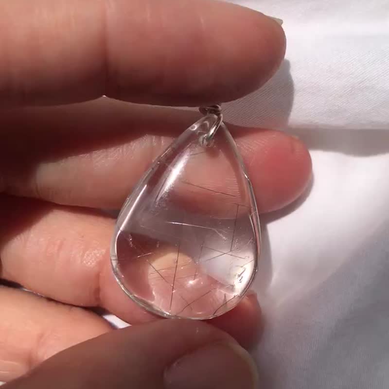 巴西高淸银髪水晶吊坠 井字棋意景 项链 摆设 pendant jewelry - 项链 - 水晶 银色