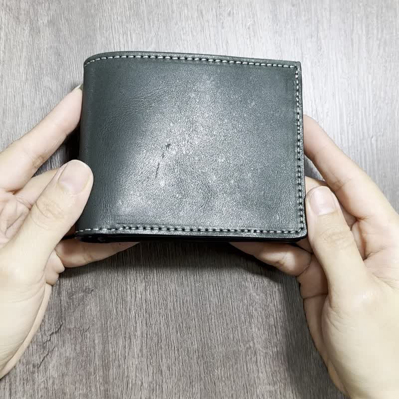 【福利品】-B13-进口多脂植鞣皮(绿色)翻页短夹/皮夹 微瑕疵 - 皮夹/钱包 - 真皮 绿色