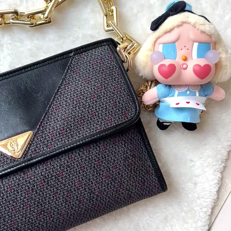 【日本中古】Vintage YSL 信封手拿包 安装扣长金链附 - 侧背包/斜挎包 - 其他材质 黑色