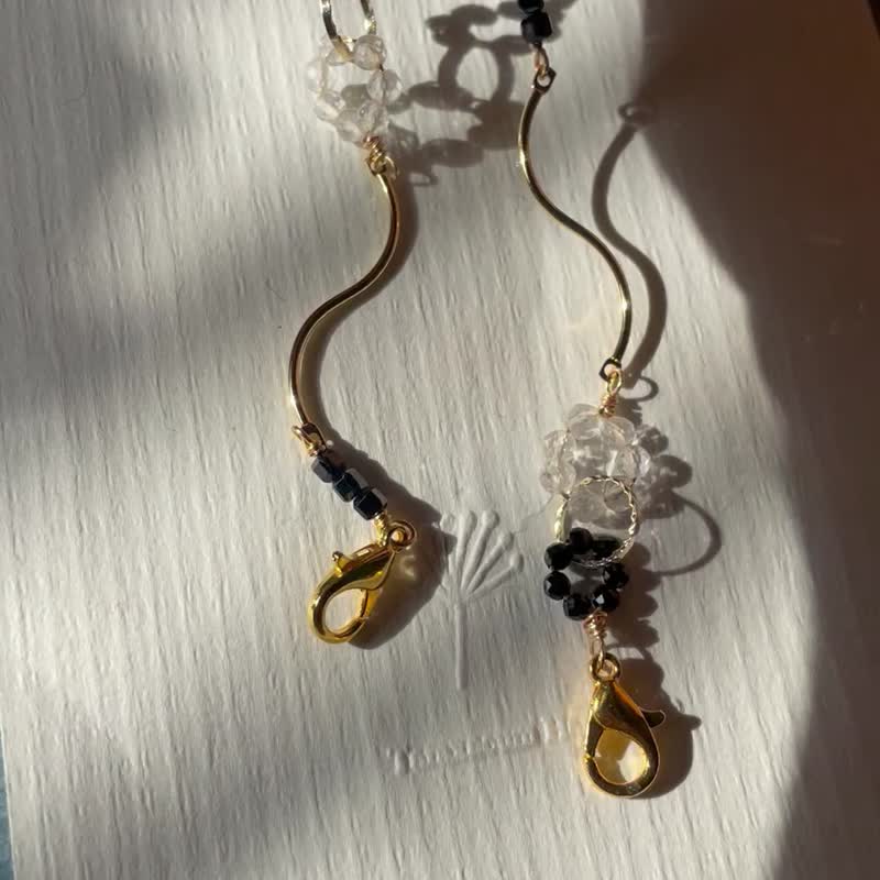 白水晶3ways 眼镜口罩耳机链 - 眼镜/眼镜框 - 水晶 黑色