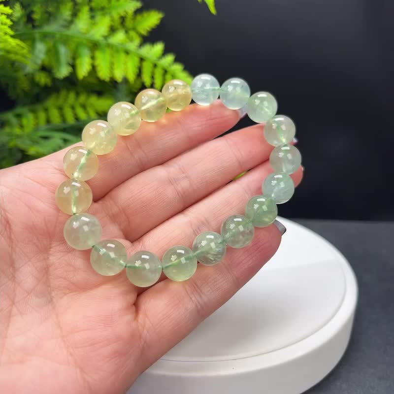 精品渐变色葡萄石手串10.5mm冰透天然清新圆珠手链男女单圈生辰石 - 手链/手环 - 宝石 