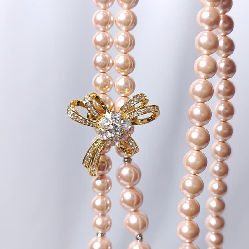 天然玫瑰色贝珠 珍珠 气质 项链扣 长项链 单品 礼物 独家 收藏 - 项链 - 宝石 粉红色