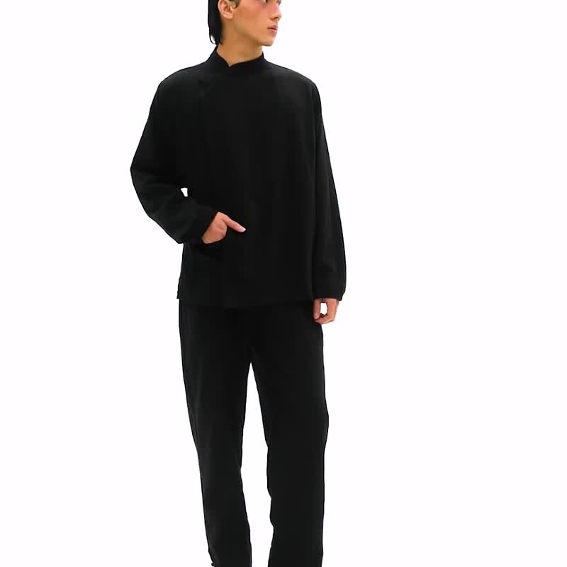 男款：Pulut 直筒裤 (Pulut Hitam) - 男士长裤 - 亚麻 黑色