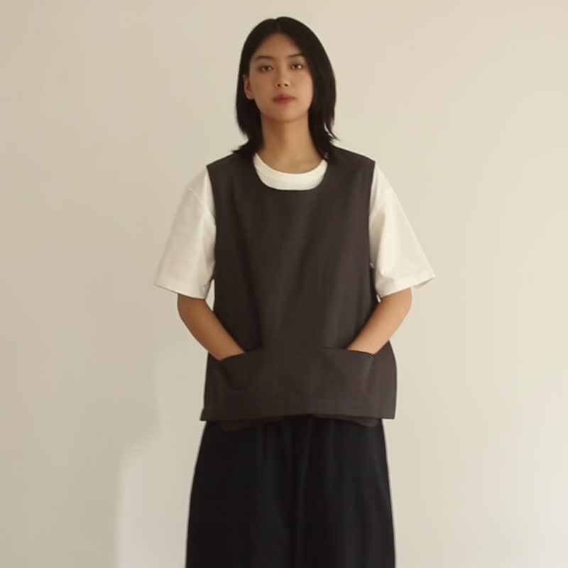 鹿造LUZAO 兩穿背心式可拆卸围裙 条纹款 职人工作服 - 围裙 - 棉．麻 