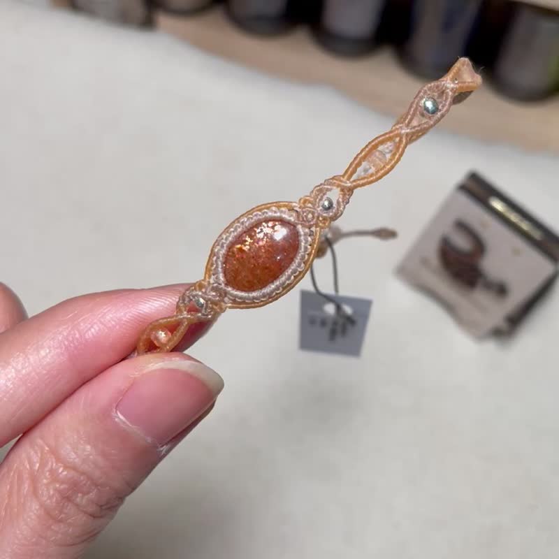 蜡线编织/太阳石圈圈相连手环 - 手链/手环 - 水晶 卡其色