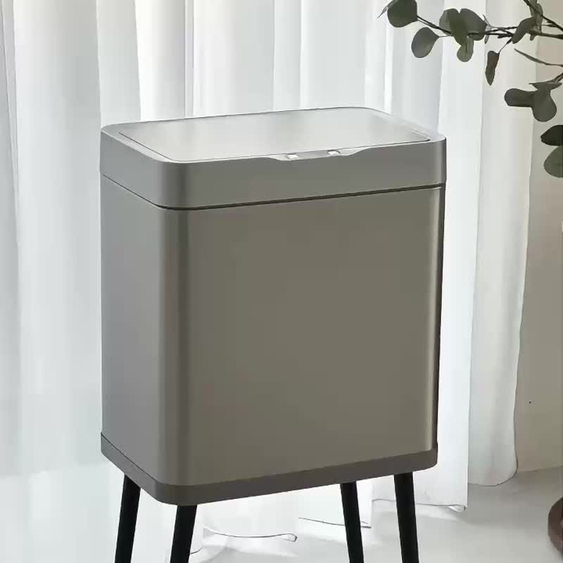 美国NINESTARS 不锈钢高脚感应分类垃圾桶 - 垃圾桶 - 不锈钢 灰色