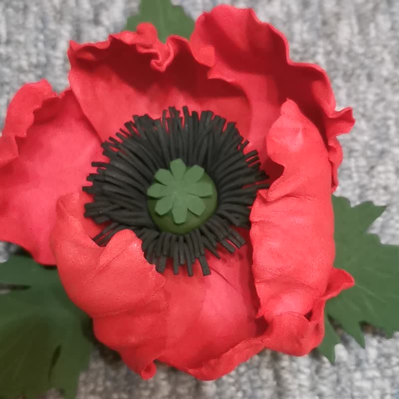 罂粟花。 3D 花。红花胸针。项圈。发饰.18 厘米罂粟花 - 发饰 - 其他材质 