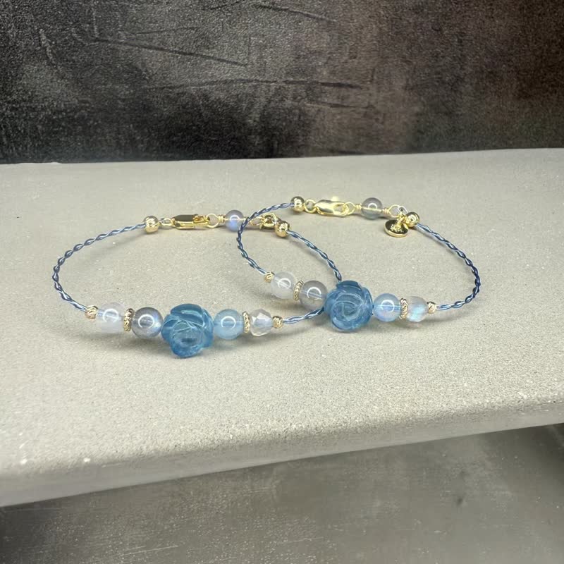 海韵玫瑰    沟通 勇敢 表达 魅力 邻手作 - 手链/手环 - 水晶 蓝色
