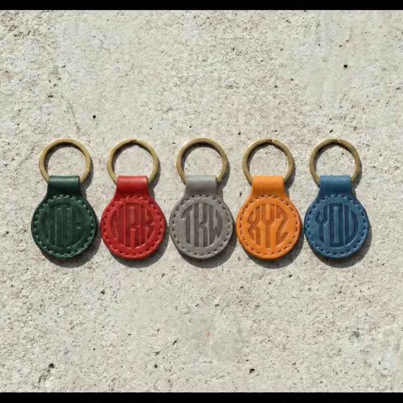 【Upcycling】手缝 Monogram 真皮钥匙扣, 定制礼物, 附布袋 - 钥匙链/钥匙包 - 真皮 