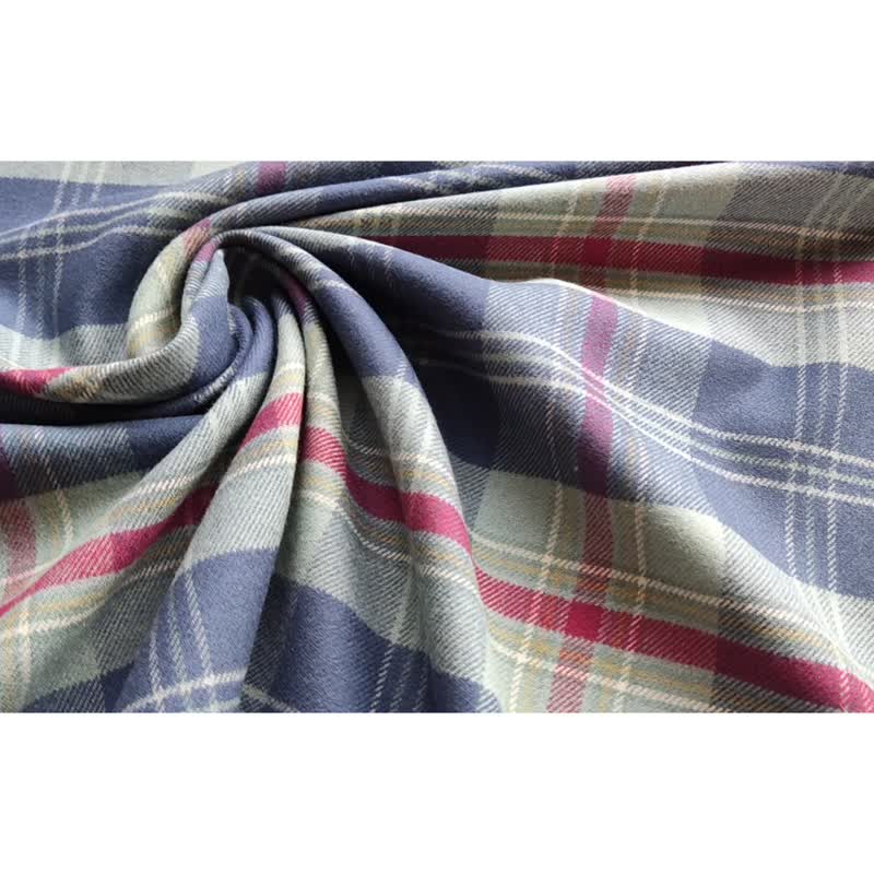 挪威蓝 Flannel 棉与羊毛 单面轻磨毛 经典格纹 毛呢 斜纹布 - 编织/刺绣/羊毛毡/裁缝 - 植物．花 蓝色
