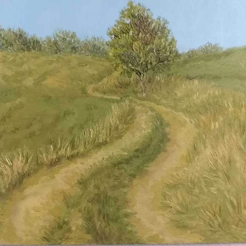 风景油画 田野路画 原创艺术品 农舍壁画 - 墙贴/壁贴 - 其他材质 