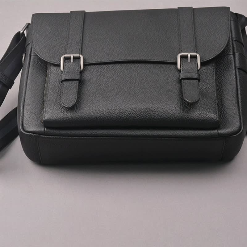 商务休闲大容量真皮邮差包 Atlas Urban Messenger - 海军蓝 - 侧背包/斜挎包 - 真皮 蓝色