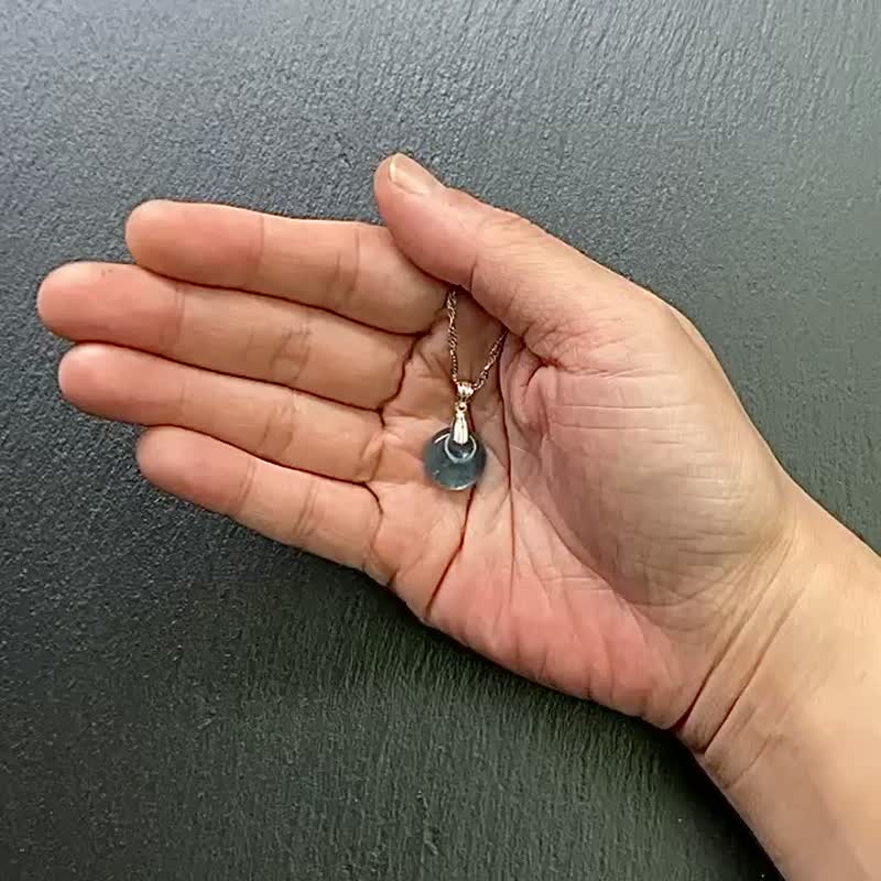 天然超美魔鬼海蓝宝925纯银钛钢项链  加强沟通能力 提升自信 - 项链 - 水晶 蓝色