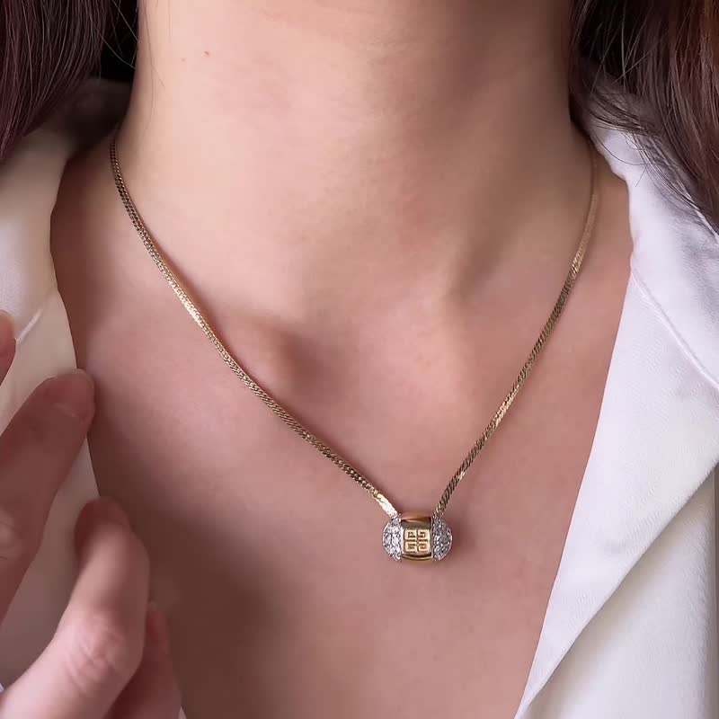 中古正品Givenchy 纪梵希镀金水钻项链颈链 蛇骨链 送礼 - 项链 - 其他金属 金色