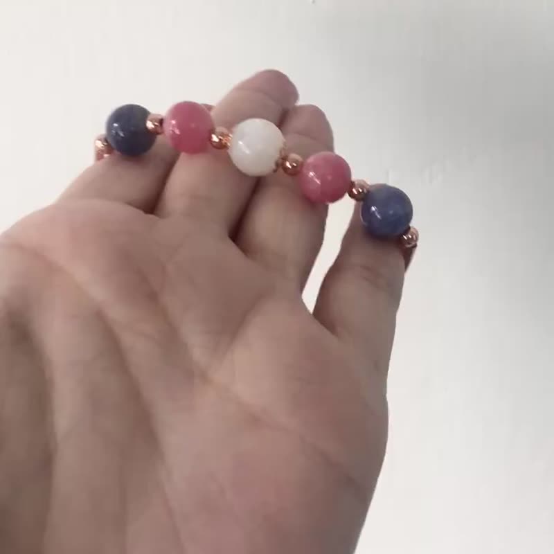 气质女神 坦桑石  红纹石   月亮石 水晶手链 天然石 生日礼物 - 手链/手环 - 水晶 多色
