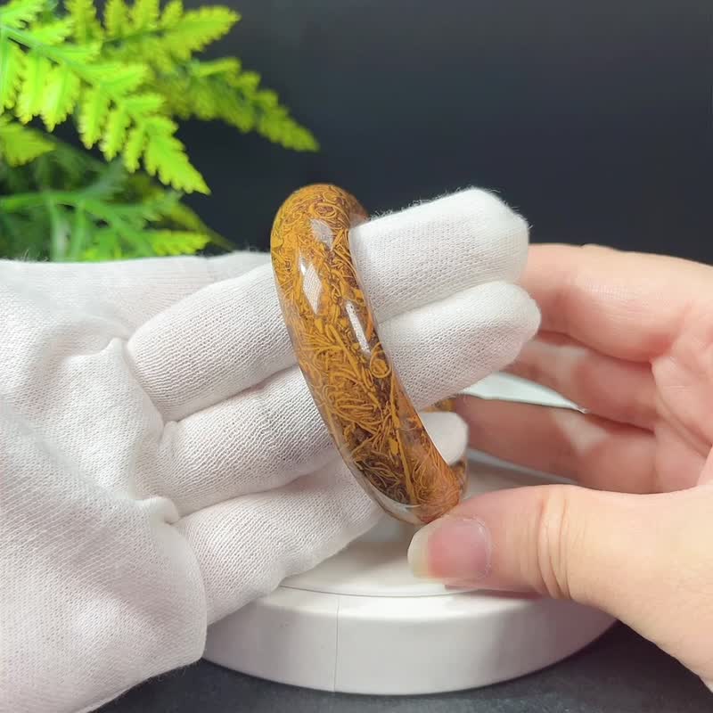 独特碳酸盐玉手镯57MM 高瓷异象似龙飞舞虎纹石手环 色泽浓郁 - 手链/手环 - 半宝石 