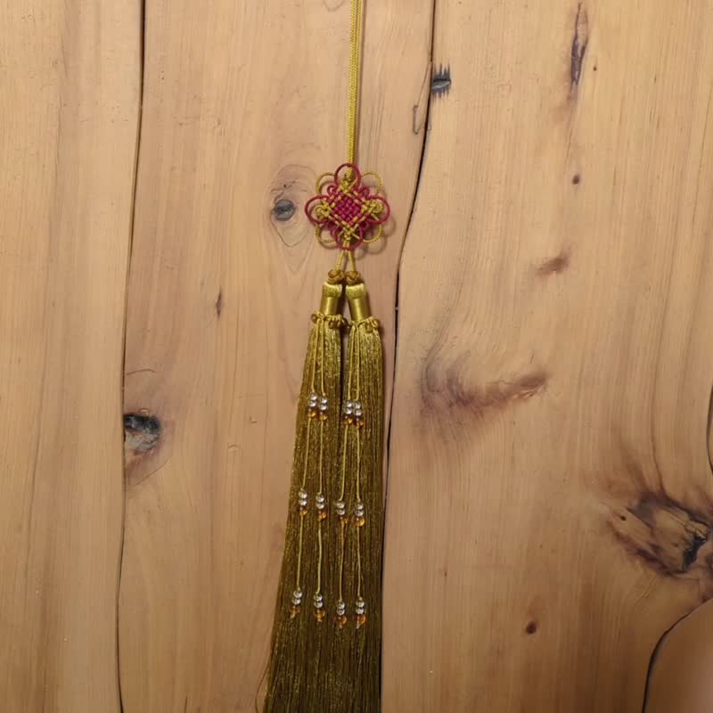 汉服腰佩洞箫挂坠笛子流苏剑穗十方锦卷黄玛瑙檀香金穗 - 吊饰 - 其他材质 橘色