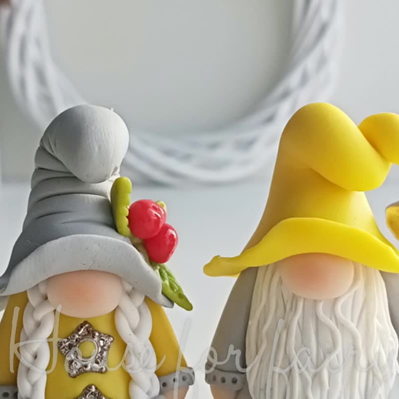迷你童话花园小精灵夫妻 / 树脂黏土小精灵 / 书架摆饰小精灵 - 摆饰 - 粘土 多色