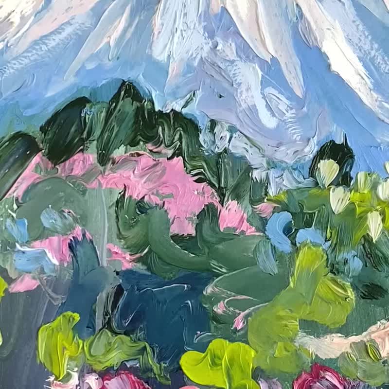 火山原始油画在纸板山水画厚涂抽象艺术 - 墙贴/壁贴 - 其他材质 粉红色