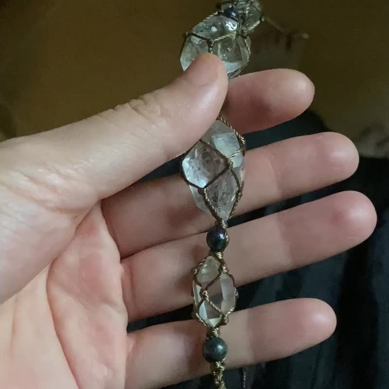 | MC |高频透亮闪灵钻硅孔雀石编织项链 - 项链 - 水晶 