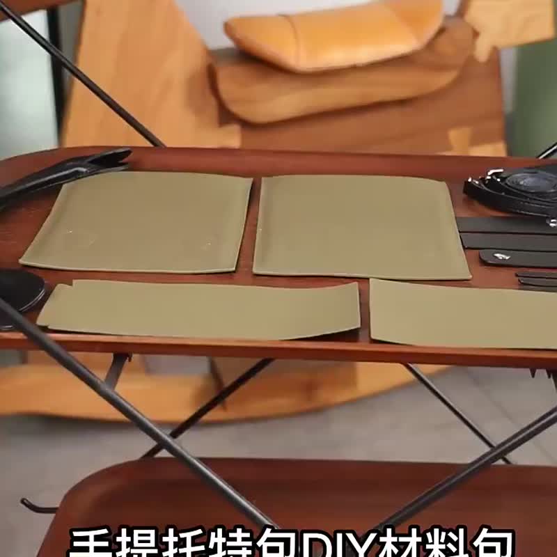 【生日礼物】蠢小鱼手提包托特包琴谱包真牛皮斜背包手工diy材 - 手提包/手提袋 - 真皮 咖啡色