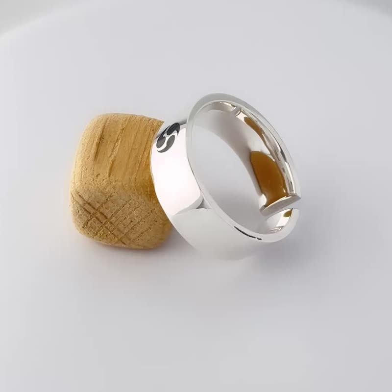 925 纯银开口男戒“三つ巴”- 意大利设计 - 戒指 - 纯银 银色