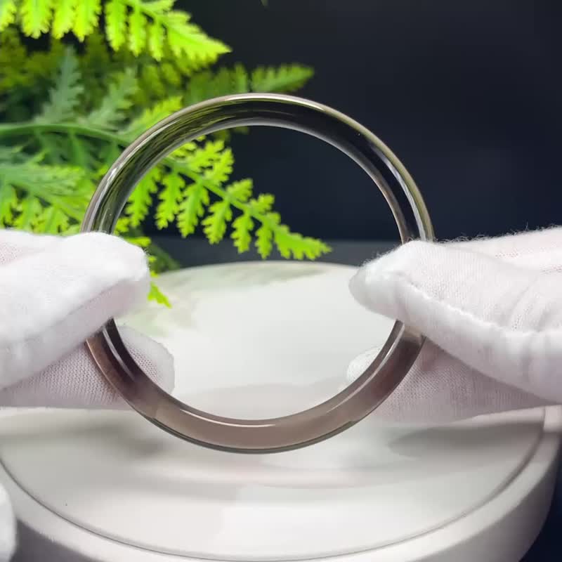 高品质 玻璃体茶晶手镯 61MM 冰透仙女条烟晶手环 守护舒缓压力 - 手链/手环 - 水晶 