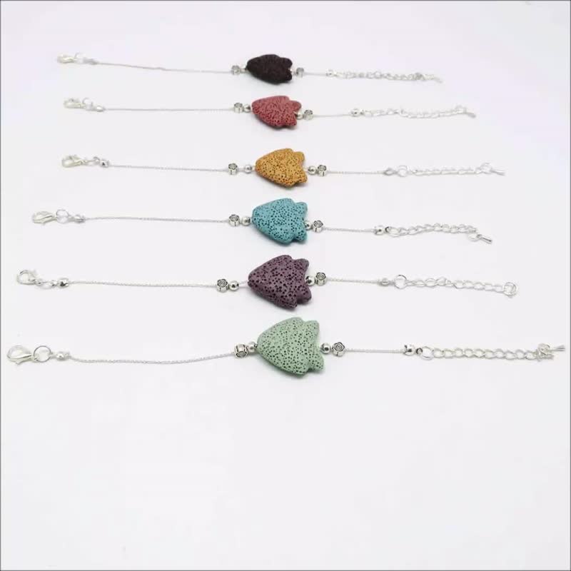 热带鱼香氛手链 香氛石6色选1 银色铜链 手围可调 可滴入精油扩香 - 手链/手环 - 铜/黄铜 多色