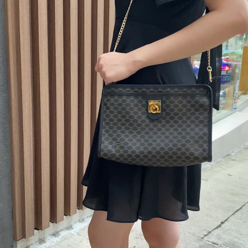 中古包Celine赛琳│黑色老花│斜背包│单肩包│侧背包│女友礼物 - 侧背包/斜挎包 - 真皮 黑色