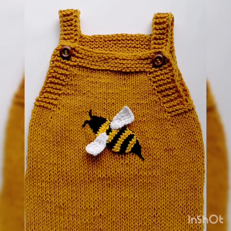 Bee romper, Organic cotton onesies Newborn gift box Full moon gift box, set of 4 - 包屁衣/连体衣 - 棉 金色