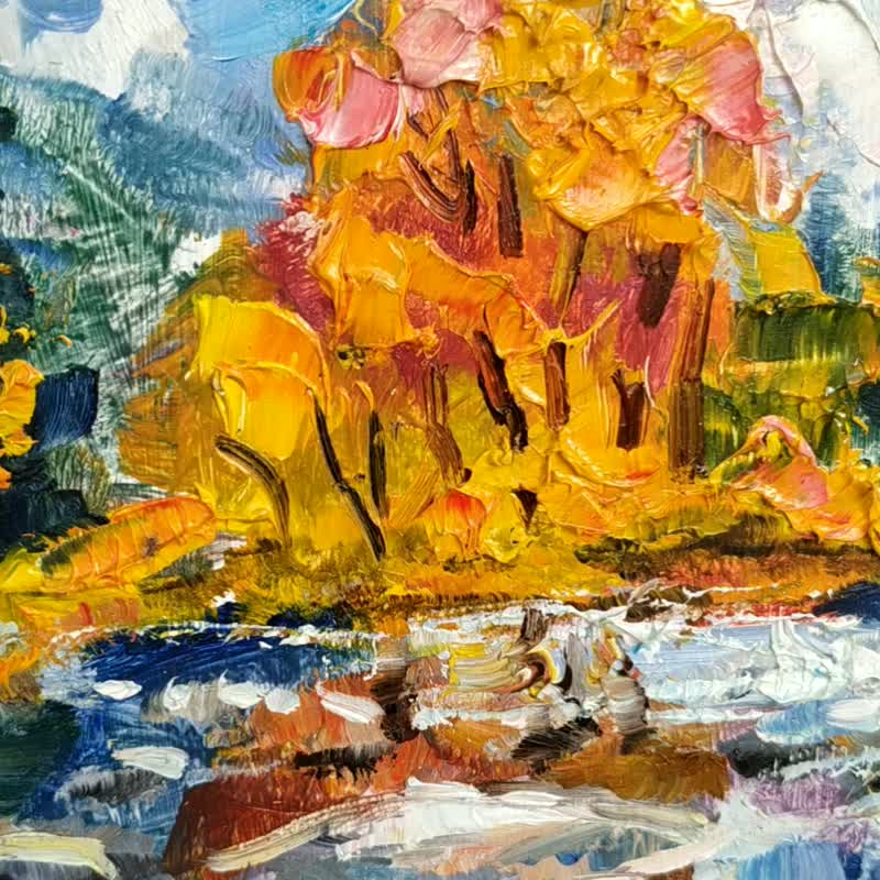 National Park Painting Mountains California Landscape America Yosemite Autumn - 海报/装饰画/版画 - 木头 多色