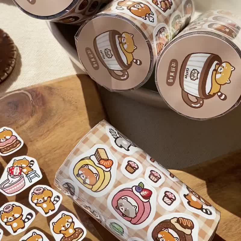 浣熊菓子屋/浣熊咖啡屋/7厘米切膜纸胶带/附离型纸 - 纸胶带 - 纸 橘色