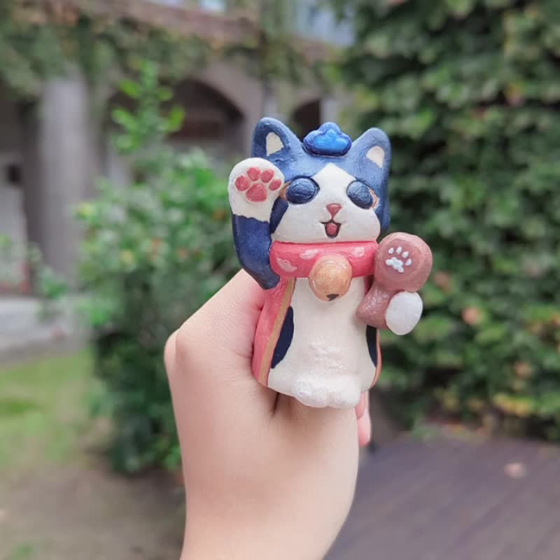 奔驰大黑天 - 陶艺招财猫 | 幸运七福猫 | 送礼最佳选择 - 玩偶/公仔 - 陶 蓝色