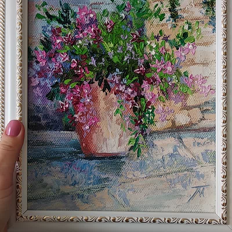 Painting on canvas. Flower wall art. Flower summer. Flowers in a vase. - 墙贴/壁贴 - 其他材质 紫色