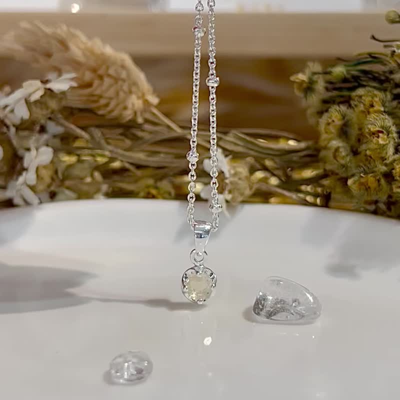 天然暖光欧泊石opal澳宝蛋白石4mm极致简约单坠小巧锁骨链 - 项链 - 水晶 多色